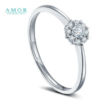 AMOR BRAND THE FLOWER OF LOVE SERIES 100 NATURAL DIAMOND 18K WHITE GOLD RING JEWELRY JBFZSJZ286