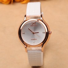 Charms red ladies beautiful ornament watch leather women casual quartz watch relogio feminino stainless steel Textured