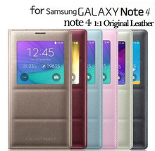 2014 New Luxury Auto sleep Original PU Leather Flip Case For Samsung Galaxy Note 4 Note4 N9100 Cover Without Chip Free shipping