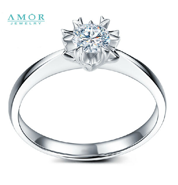 AMOR BRAND THE FLOWER OF LOVE SERIES 100 NATURAL DIAMOND 18K WHITE GOLD RING JEWELRY JBFZSJZ296