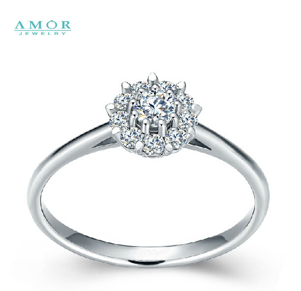 AMOR BRAND THE FLOWER OF LOVE SERIES 100 NATURAL DIAMOND 18K WHITE GOLD RING JEWELRY JBFZSJZ294