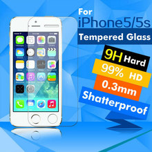 New 0.3mm Ultra Thin HD Clear Explosion-proof Tempered Glass Screen Protector Cover Guard Film for iPhone 5/5S/5C