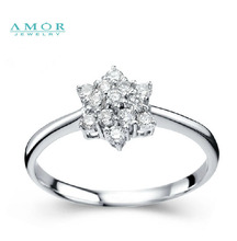 AMOR BRAND THE FLOWER OF LOVE SERIES 100% NATURAL DIAMOND 18K WHITE GOLD RING JEWELRY JBFZSJZ298