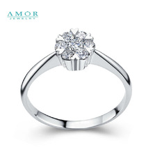 AMOR BRAND THE FLOWER OF LOVE SERIES 100% NATURAL DIAMOND 18K WHITE GOLD RING JEWELRY JBFZSJZ293