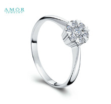 AMOR BRAND THE FLOWER OF LOVE SERIES 100 NATURAL DIAMOND 18K WHITE GOLD RING JEWELRY JBFZSJZ293