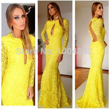 Элегантный желтый кружева платье выпускного вечера, Mulheres мода Vestido де бейл ренда amarela elegante свадебные платья феста Vestido лонго HM522