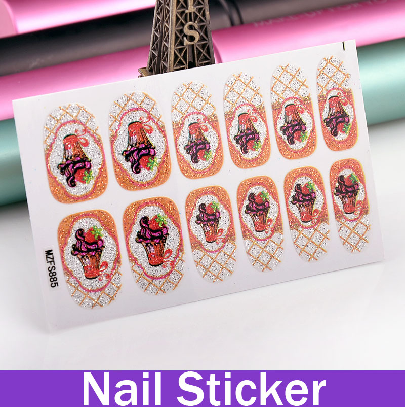 5 Sheets Fruit Icecream Yummy Food Nail Wraps Full Cover Sticker Nail Decals Nail Art Designs