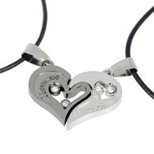 Hot Sale 1 Pair Lover Couple Necklace Men Women Stainless Steel I Love You Heart Shape