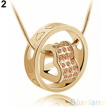 Women s Fashion Crystal Chain Rhinestone Gift Love Heart Pendant Necklace 2KNZ