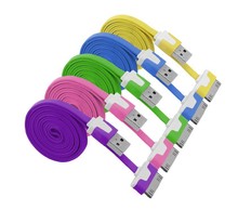 for iPhone 6 Flat Noodle Colorful Sync Data Charging Charger Adapter Cable for Apple iPhone 3GS 4 4S iPad 2 3 iPod nano touch