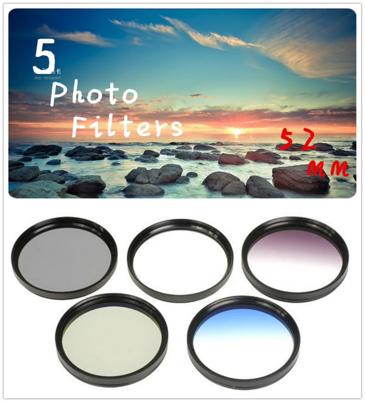 52mm 5 Photo Filter Kits UV CPL ND4 Grad Color Filter Lens for Canon EOS 100D