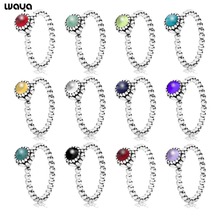 925 Sterling Silver March Birthstone Ring European Fine Brand Jewelry For Women Birthday Gift Rings Wholesale