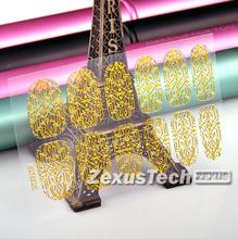 Beautiful Chic Golden Carving Hot Transfer Metallic Decal Sticker For Fingertip Fingernail Stickers French Nail