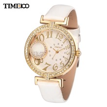 TIME100 Ladies’ Jewelry Diamond Big Round Case Quartz Watches Reloj Mujer Rhinestone Leather Strap Women Dress Watches Relojes