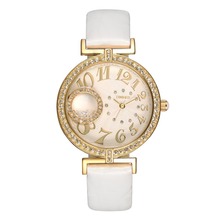 TIME100 Ladies Jewelry Diamond Big Round Case Quartz Watches Reloj Mujer Rhinestone Leather Strap Women Dress