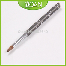 Free Shipping 1Pc With Gray Newest Nail Brush Metal Handle 6 Acrylic Kolinsky Brush