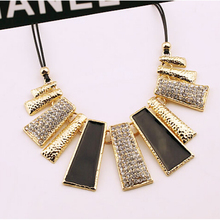 Elegant Women Design Fashion Gold NecklaceBeads Enamel Bib Leather Braided Rope Chain Golden Necklace Gold pendants