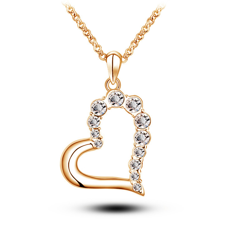 New Fashion Imported Austrian Crystal Casual Peach Heart Pendants Necklace Jewelry for women Y5147