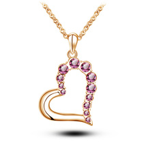 New Fashion Imported Austrian Crystal Casual Peach Heart Pendants Necklace Jewelry for women Y5147