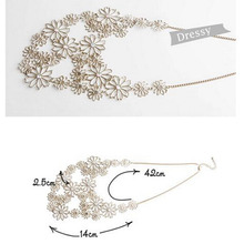 Hot sale Brand Design western style Multilayer Pendants Rhinestone gold hollow flowers necklace jewelry statement