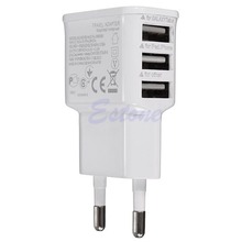 3 Ports EU Plug USB Wall Travel AC Charger Adapter For Samsung Galaxy S5 iPhone