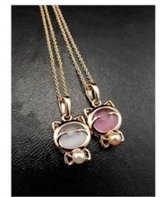 Hot selling gold plated pearl necklace hello kitty cat pendant necklaces fashion jewelry for girl women
