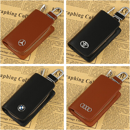 High quality Genuine leather car key case fashion car brand key holder Wholesale cowhide cars key