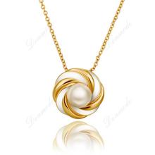 Free shipping Fashion jewlery Wholesale 18K Real Gold Plated Elegant Pearl Pendants Necklace For Women N659