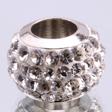 Z072 2 PCS 925 sterling silver DIY thread CZ Crystal Beads Charms fit Europe pandora Bracelets