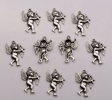 MIC   100pcs New Antique Silver Single-sided design Cupid Charm pendants DIY Jewelry 15 x 21 mm   za332
