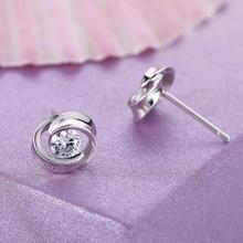 2015 newest crystal stud earing sterling silver beautiful rose earings sterling silver earing for women jewelry