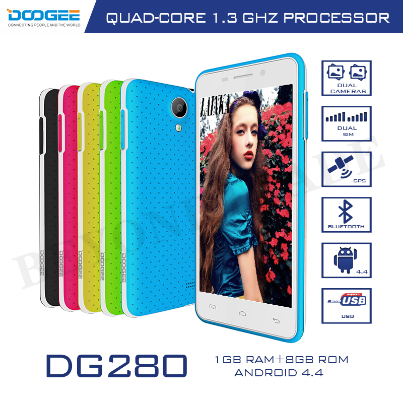 Doogee DG280 Smartphone MTK6582 Quad Core Cellphone 1G RAM 8G ROM 4 5 IPS Screen Dual