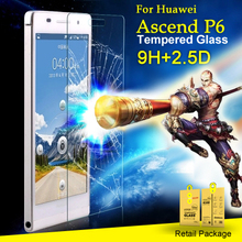 0.2mm High Quality Tempered Glass Premium Real Film Screen Protector for huawei Ascend P6 With Retail Package