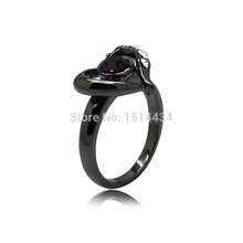 SZ 4 11 Black Rhodium Wedding Ring Engagement Heart Love Cubic Zirconia Crystal Topaz Children 
