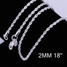 2 mm 16 24 inch punk 925 Silver rope chain for pendants s925 silver necklace women