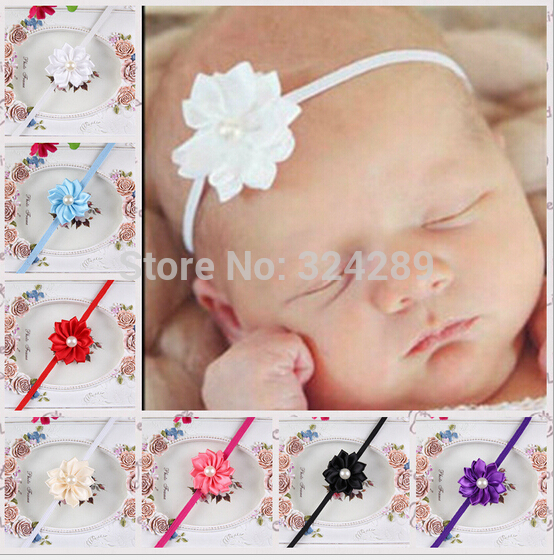Hair accessories retail infant Baby Girl Kids 1 6 multi angle ribbon flower with pearl center
