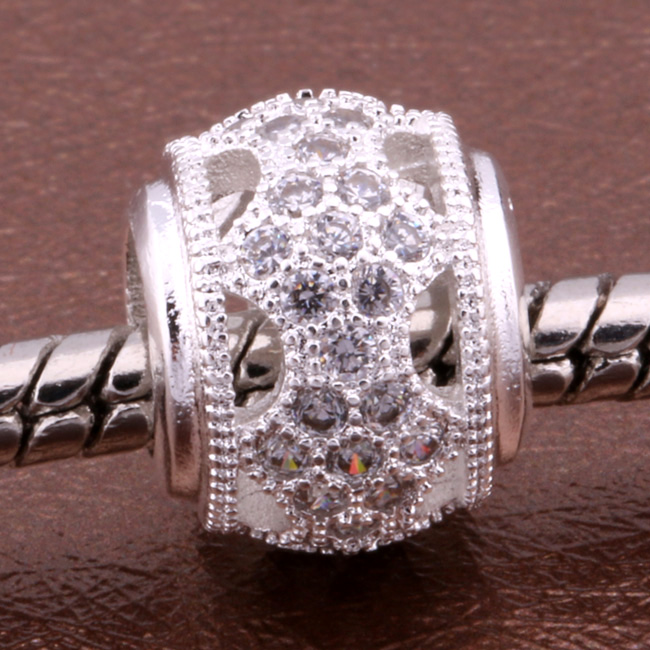 Z090 925 sterling silver DIY thread CZ Crystal Beads Charms fit Europe pandora Bracelets necklaces gyjappqa