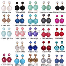 EX061 Wholesale hot New Fashion Paragraph Hot Selling Earrings 2015 Double Side Shining Pearl 16mm Stud