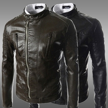 Free shipping Black PU Motorcycle Faux Leather Jackets Men Leather Coat Winter Long Sleeve Fashion 2015 Men’s Coats Jaqueta