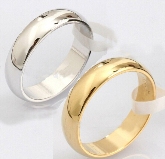 1PC New Fashion 18K Gold Silver Plated 316L Stainless Steel Rings Engagement Wedding Bands For Men