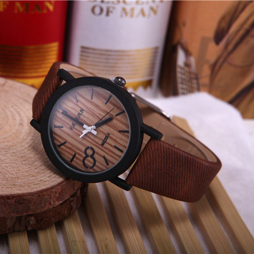 Simulation Wooden Relojes Quartz Men Watches Casual Wooden Color Leather Strap Watch Wood Male Wristwatch Relogio