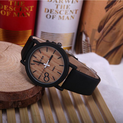 Simulation Wooden Relojes Quartz Men Watches Casual Wooden Color Leather Strap Watch Wood Male Wristwatch Relogio
