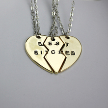 New Style Fashion Broken Heart 3 Parts Gold Best Bitches Necklaces Pendants Jewelry For Women Best