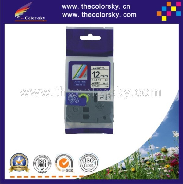 TZe 231 2pcs BLACK ON WHITE label tape cartridge for brother P touch TZe 231