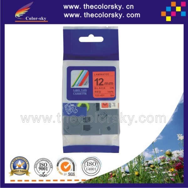 TZe 431 2pcs BLACK ON RED label tape cartridge for brother P touch TZe 431