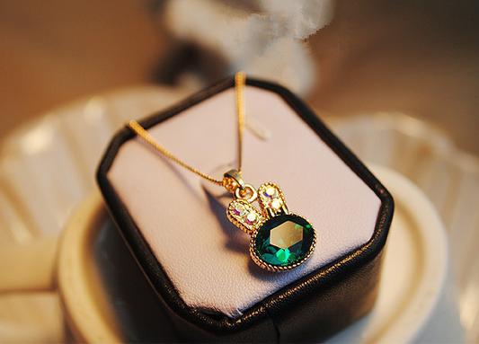 XL052 wholesale factory cheap 2015 new hot Fashion jewelry gift green full drill rabbit crystal the