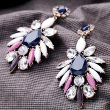 New Fashion Design Charm Gem Flossy Crystal Statement Stud Earrings 1TGD