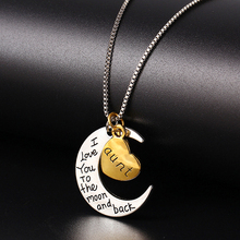 New Design Fashion Luxury Retro Moon Heart Pendant Necklace Father Mom Family letter box chain necklace