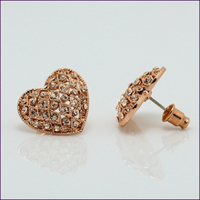 SI Newest Korean Fashion Chic Boutique Wholesale Cute Rhinestone Heart Earrings Stud Earrings for Women
