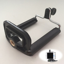 Mobile Phone Camera Smartphone Stand Clip Holder Mount Tripod Mount Adapter Monopod Bracket Black Plastic&Metal PA-0114-BK